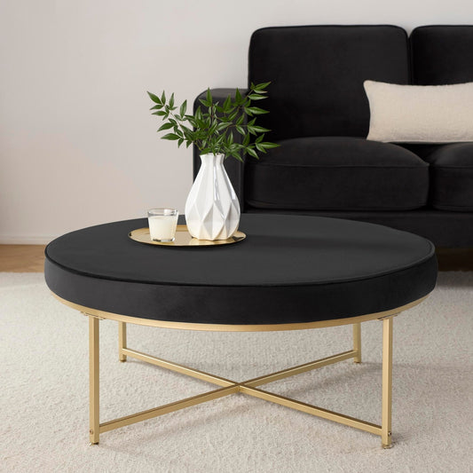 Northwich Gold Metal Frame Pouffe - Ink - DUSK