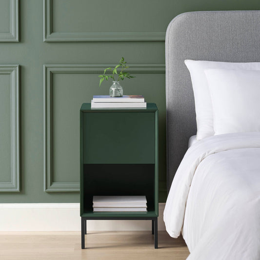 Nova 1 Drawer Bedside Table - Forest Green - DUSK