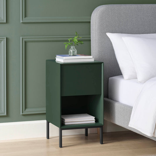 Nova 1 Drawer Bedside Table - Forest Green - DUSK