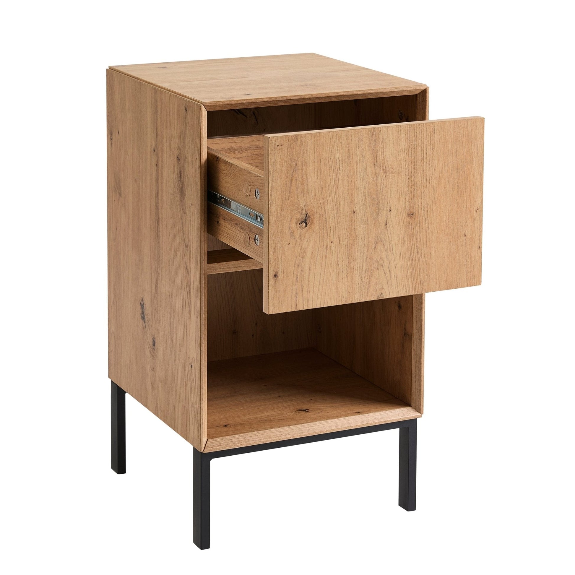 Nova 1 Drawer Bedside Table - Light Wood - DUSK