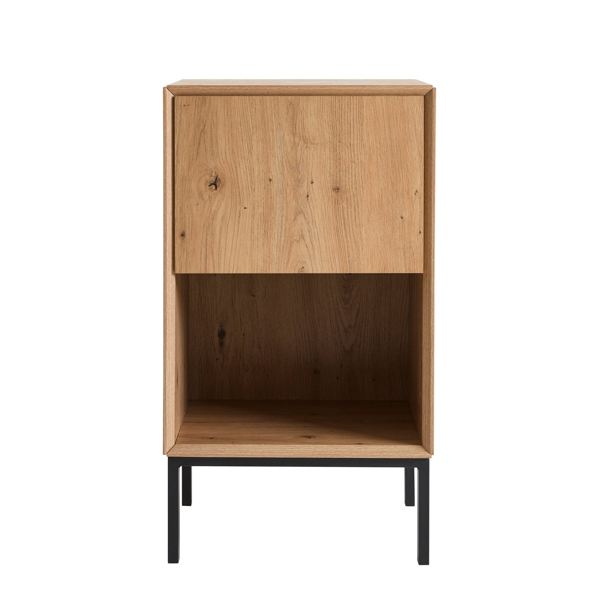 Nova 1 Drawer Bedside Table - Light Wood - DUSK