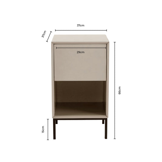 Nova 1 Drawer Bedside Table - Taupe - DUSK