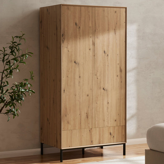 Nova 2 Door Wardrobe - Light Wood - DUSK