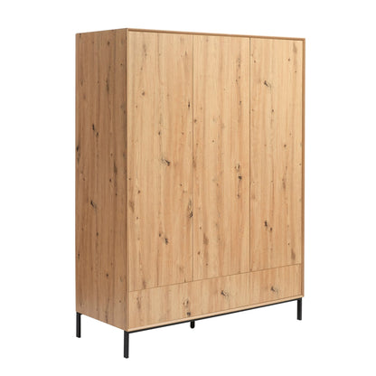 Nova 3 Door Wardrobe with Drawers - Light Wood - DUSK