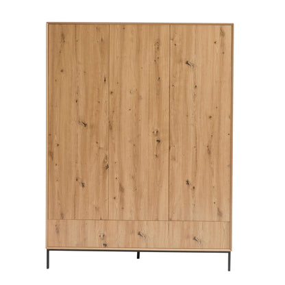 Nova 3 Door Wardrobe with Drawers - Light Wood - DUSK