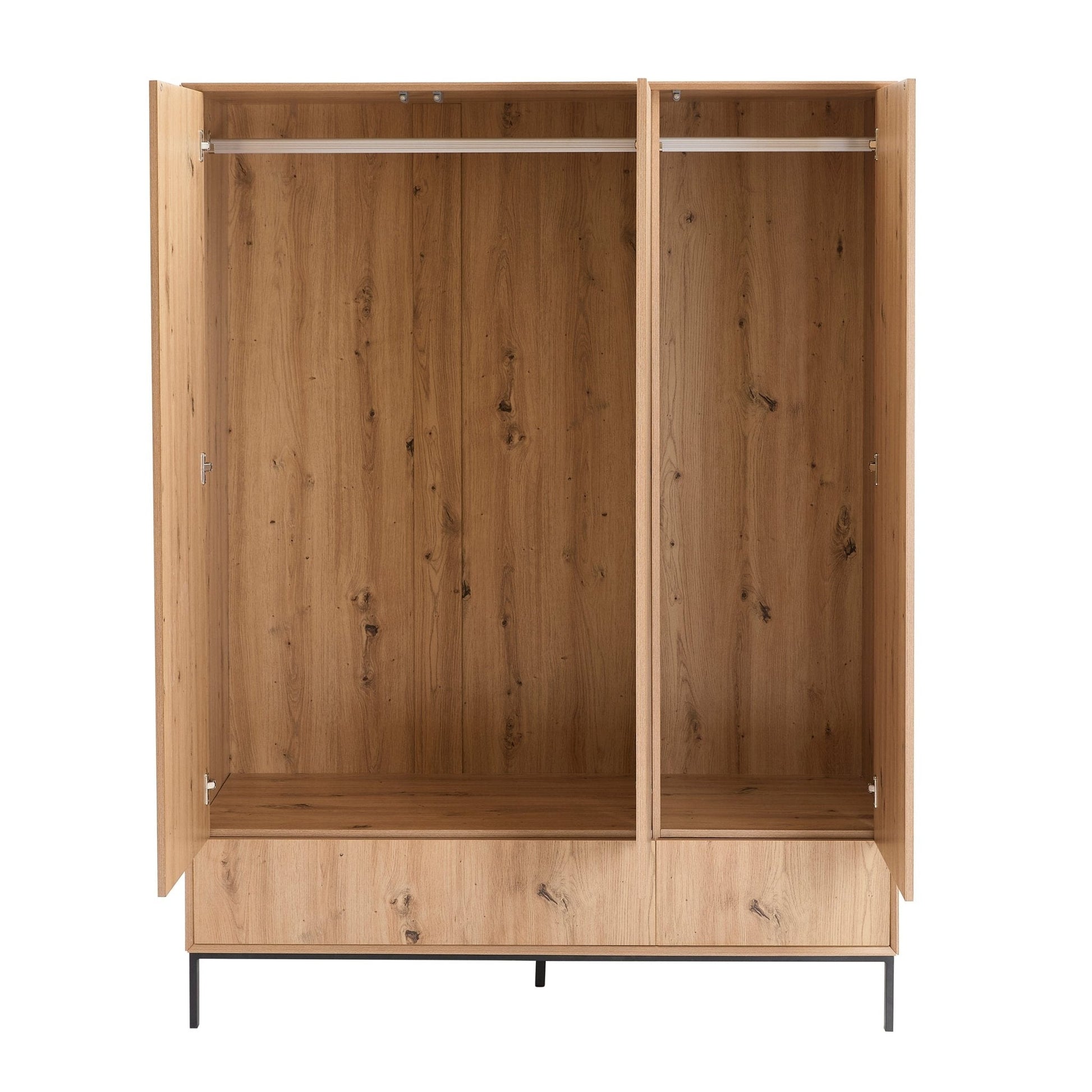 Nova 3 Door Wardrobe with Drawers - Light Wood - DUSK