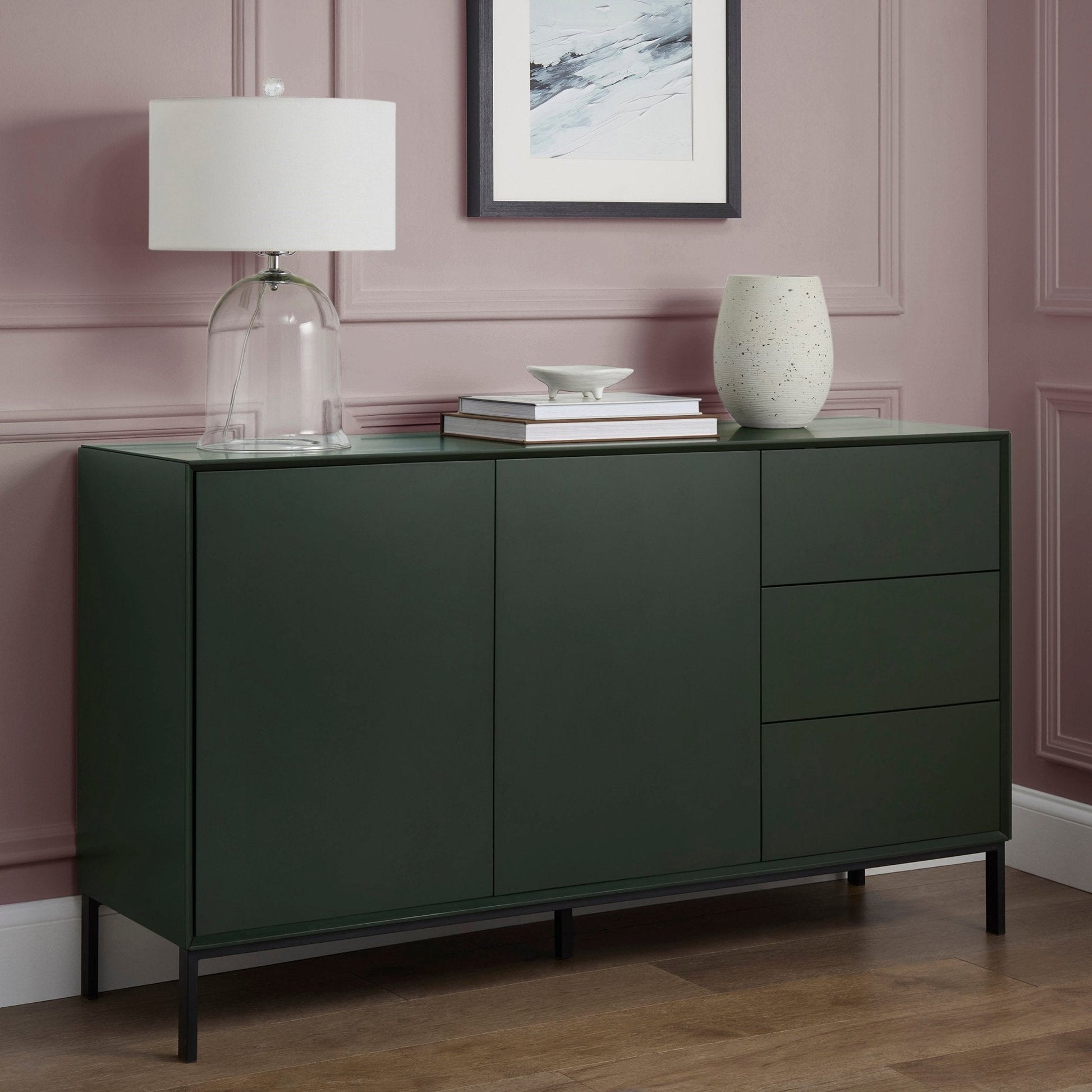 Nova Large Sideboard with Drawers - Forest Green - DUSK