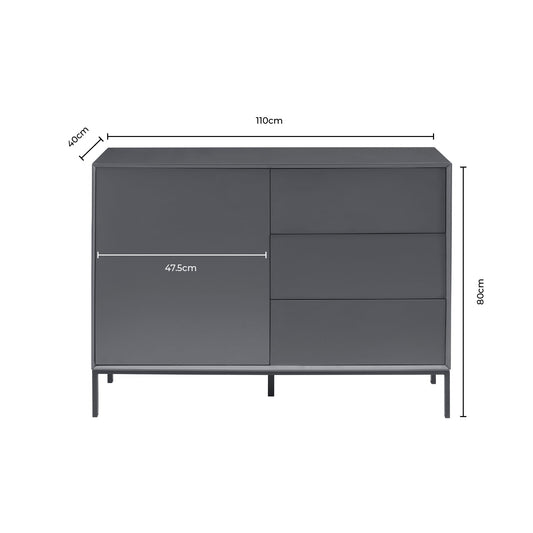 Nova Small Sideboard with Drawers - Charcoal - DUSK