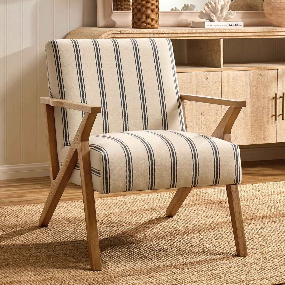 Nyla Accent Chair - Blue Stripe - DUSK