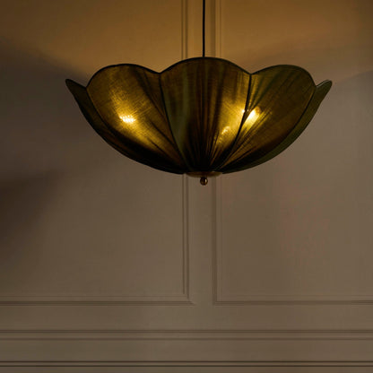 Oakley Petal Pendant Linen Fabric - Green - DUSK