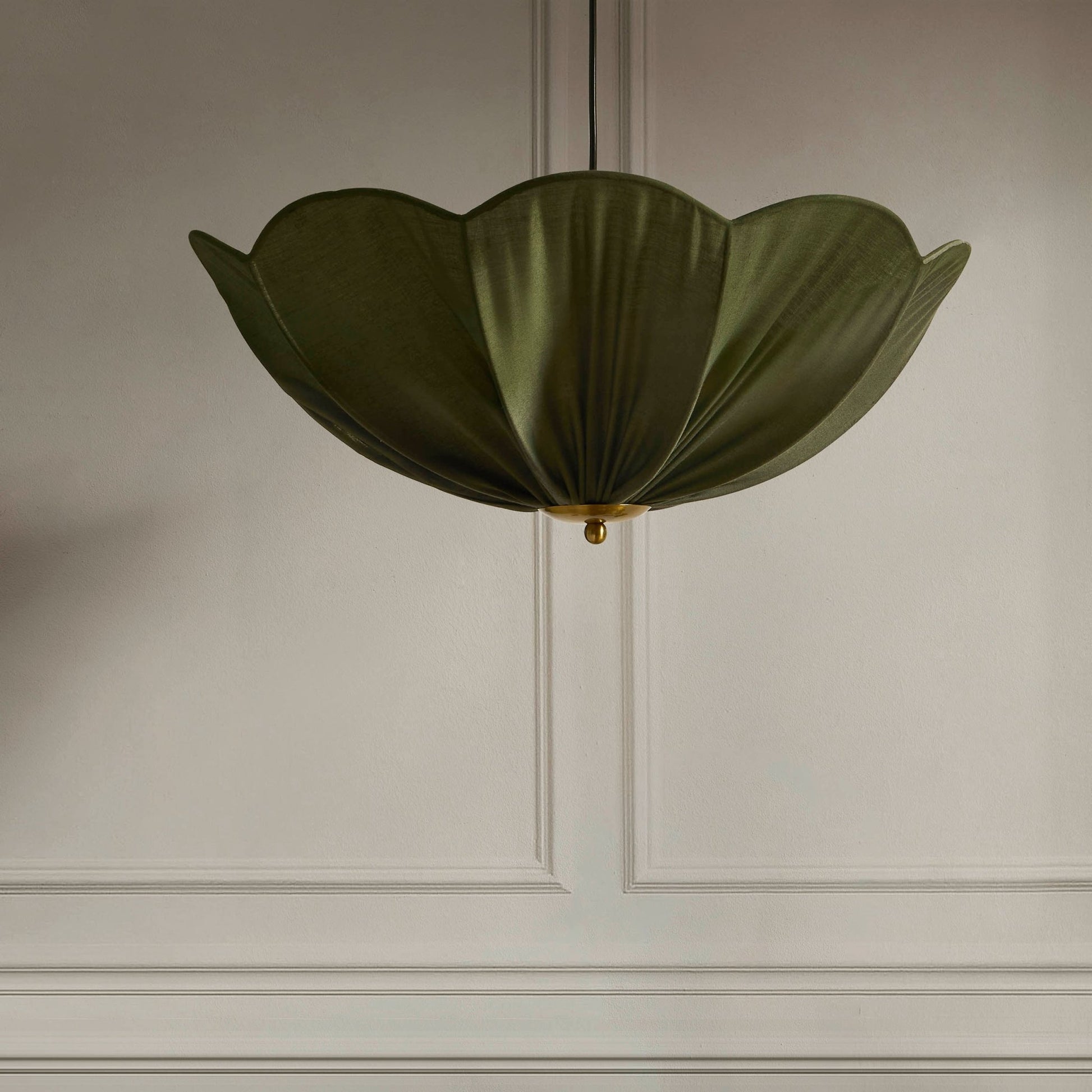 Oakley Petal Pendant Linen Fabric - Green - DUSK