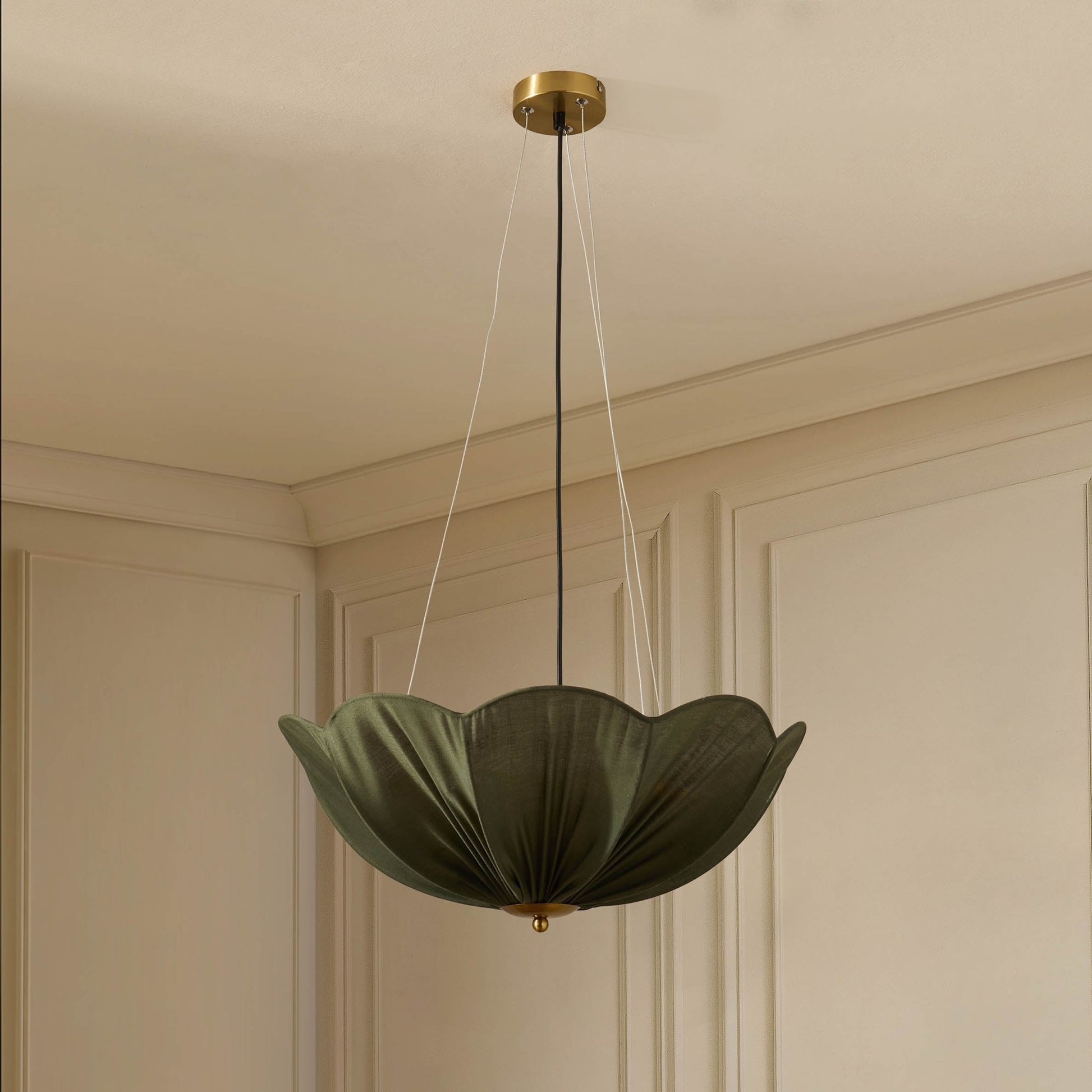 Oakley Petal Pendant Linen Fabric - Green - DUSK