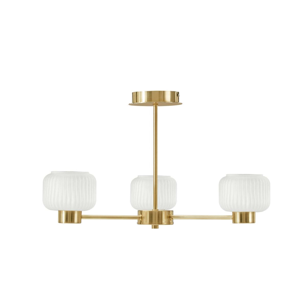 Octavia Ribbed Glass 3 Light Chandelier - Brass - DUSK