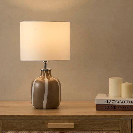 Opal Striped Glass Table Lamp - Mocha - DUSK