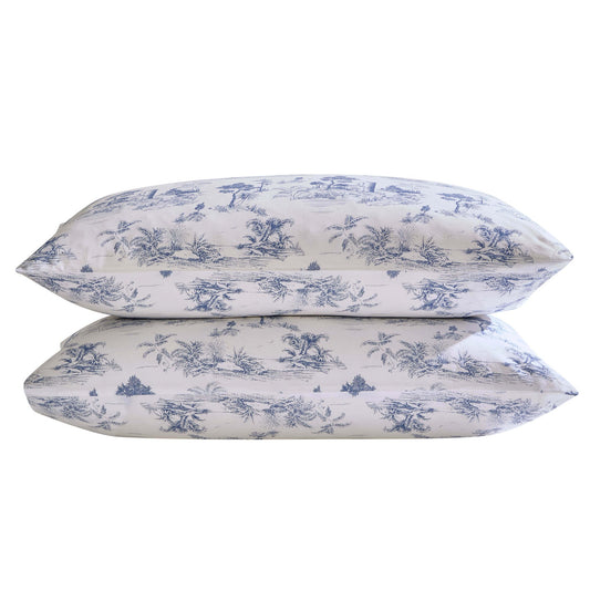Ophelia Toile Print 100% Cotton 200 Thread Count Duvet Cover & Pillowcase Set - Light Blue - DUSK