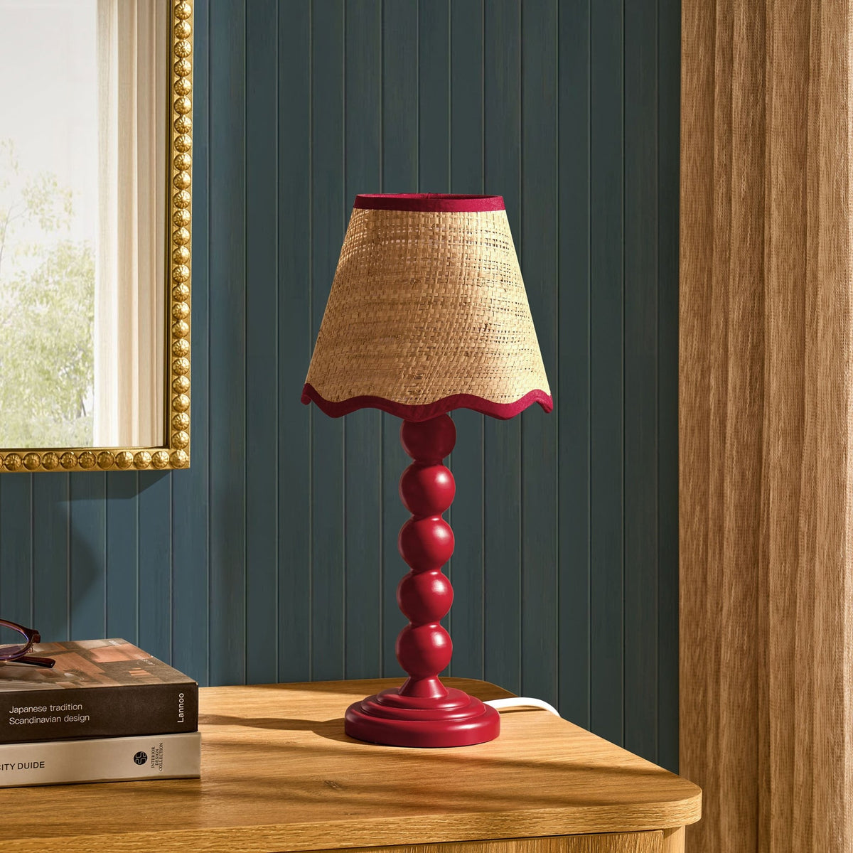 Ori Scallop Bobbin Table Lamp - Burgundy - DUSK