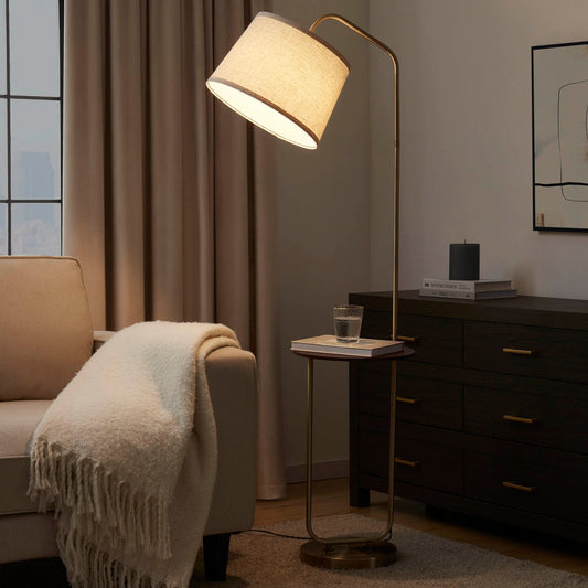 Orianna Floor Lamp with Side Table - Gold - DUSK