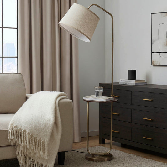 Orianna Floor Lamp with Side Table - Gold - DUSK