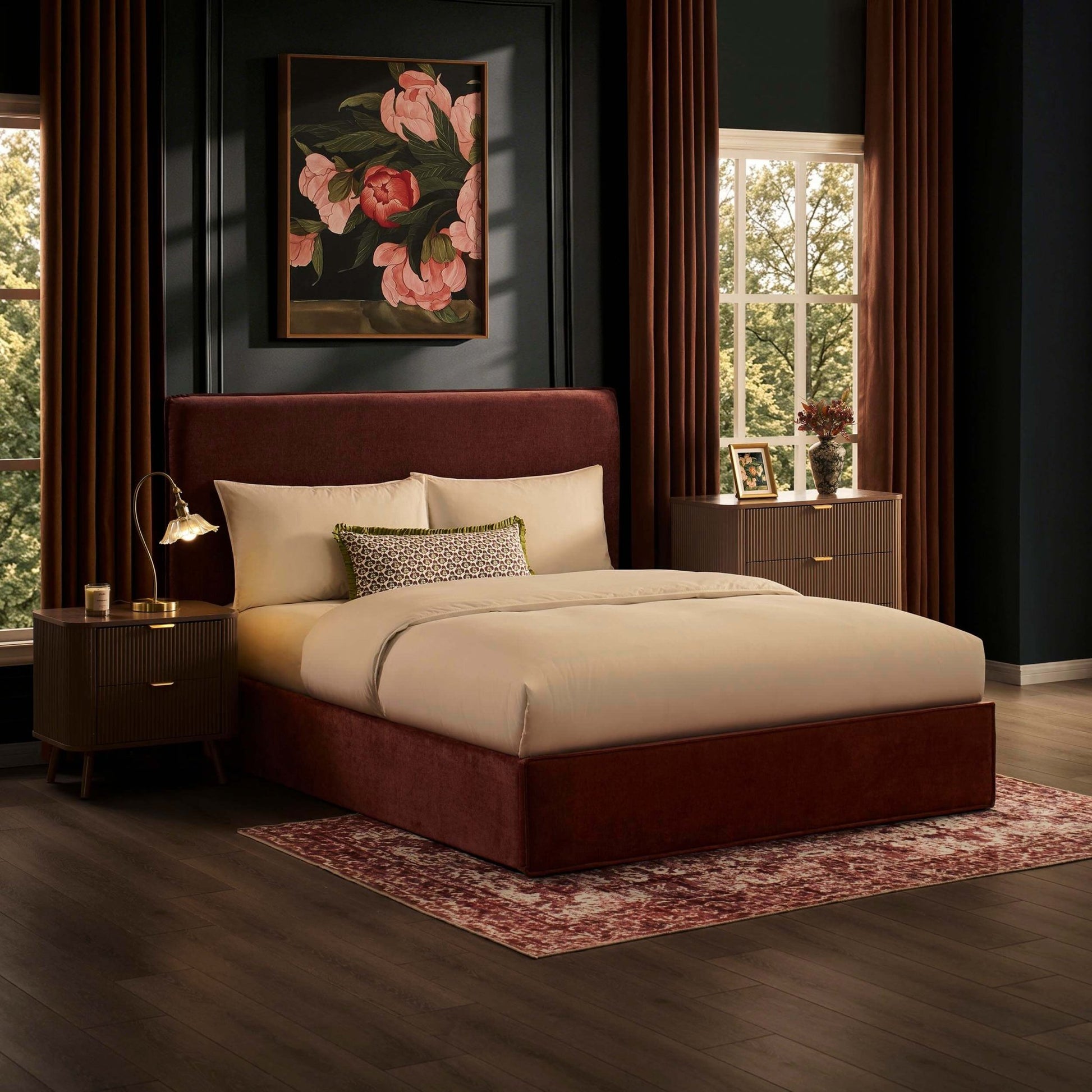 Oslo Ottoman Storage Bed - Chenille Dark Rust - DUSK
