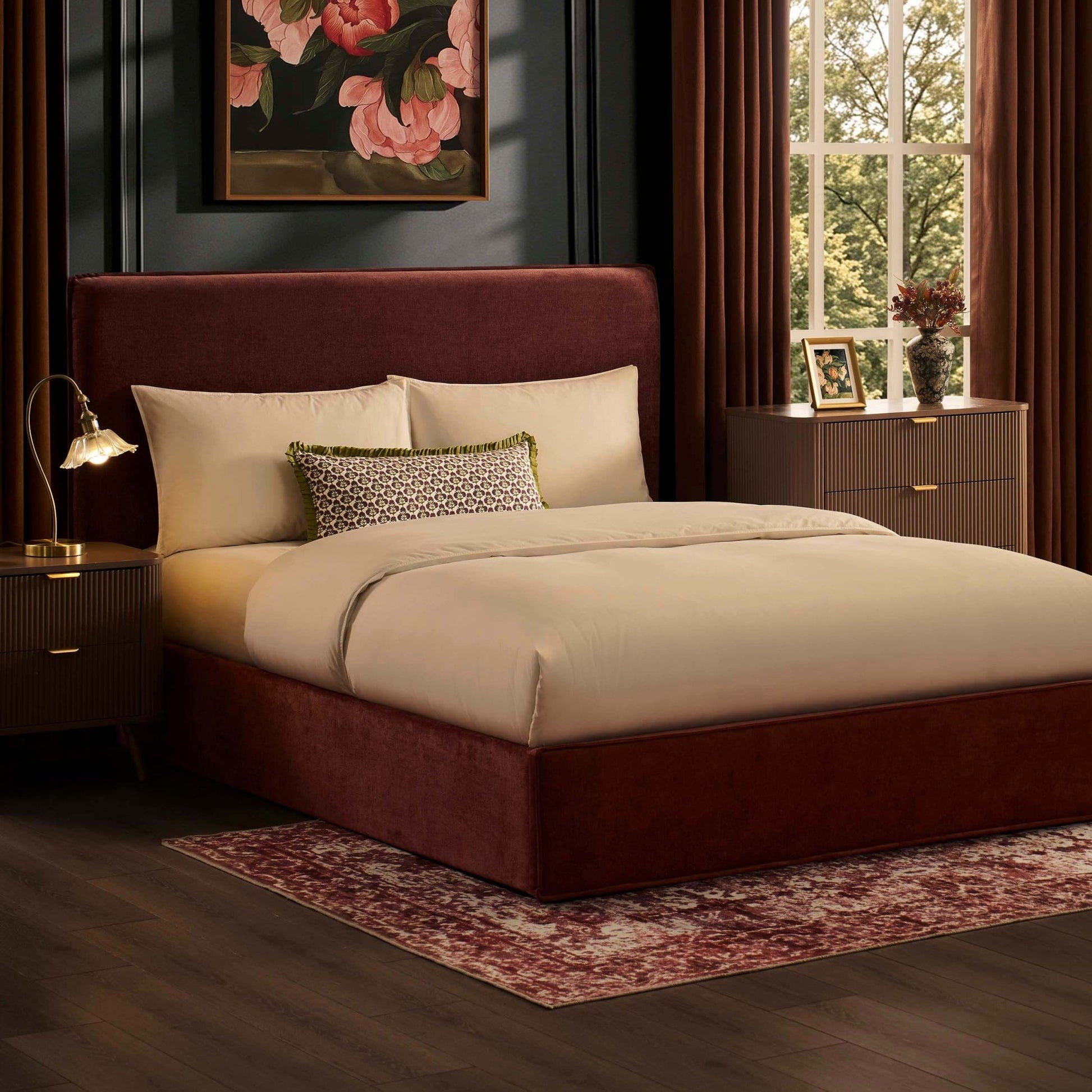 Oslo Ottoman Storage Bed - Chenille Dark Rust - DUSK
