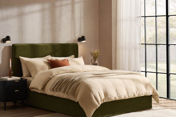 Oslo Ottoman Storage Bed - Chenille Olive - DUSK