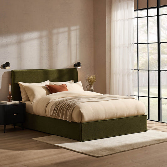 Oslo Ottoman Storage Bed - Chenille Olive - DUSK