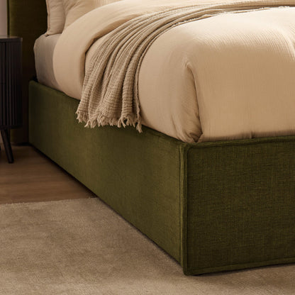 Oslo Ottoman Storage Bed - Chenille Olive - DUSK