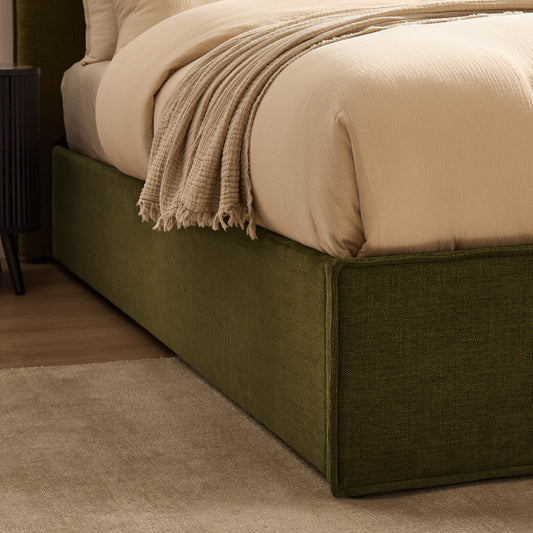 Oslo Ottoman Storage Bed - Chenille Olive - DUSK