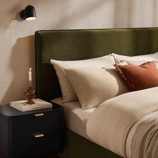Oslo Ottoman Storage Bed - Chenille Olive - DUSK