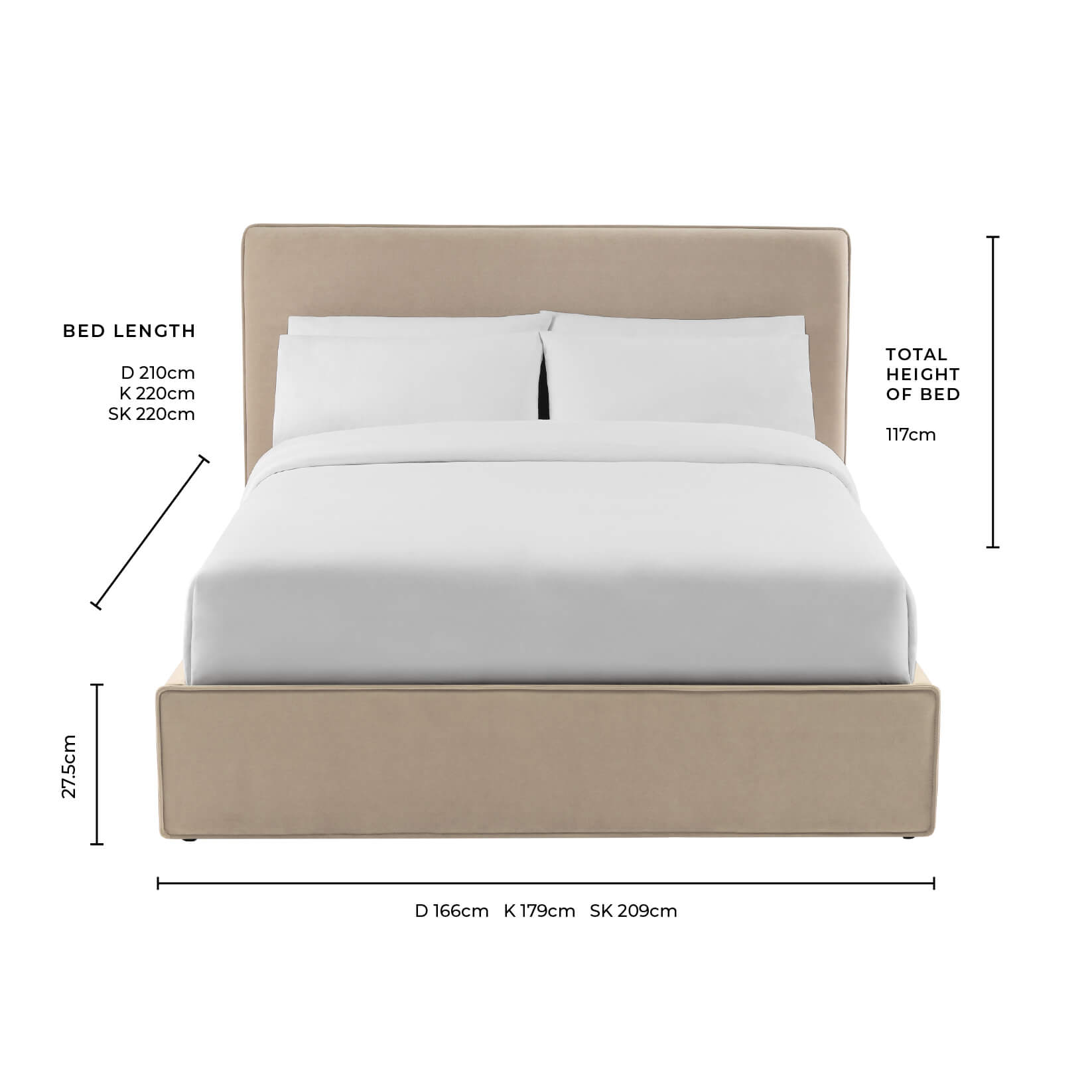 Oslo Ottoman Storage Bed - Sand - DUSK