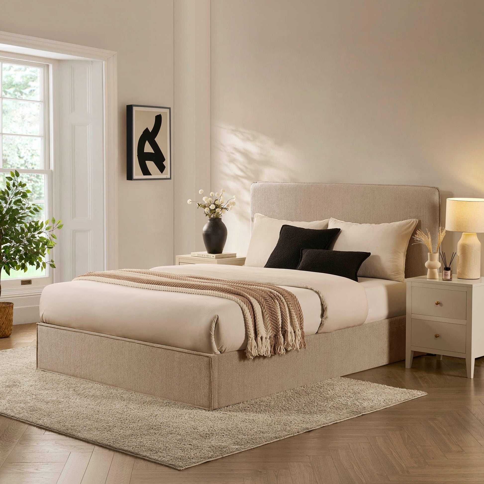 Oslo Ottoman Storage Bed - Textured Oatmeal - DUSK