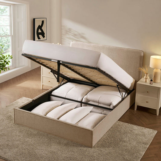 Oslo Ottoman Storage Bed - Textured Oatmeal - DUSK