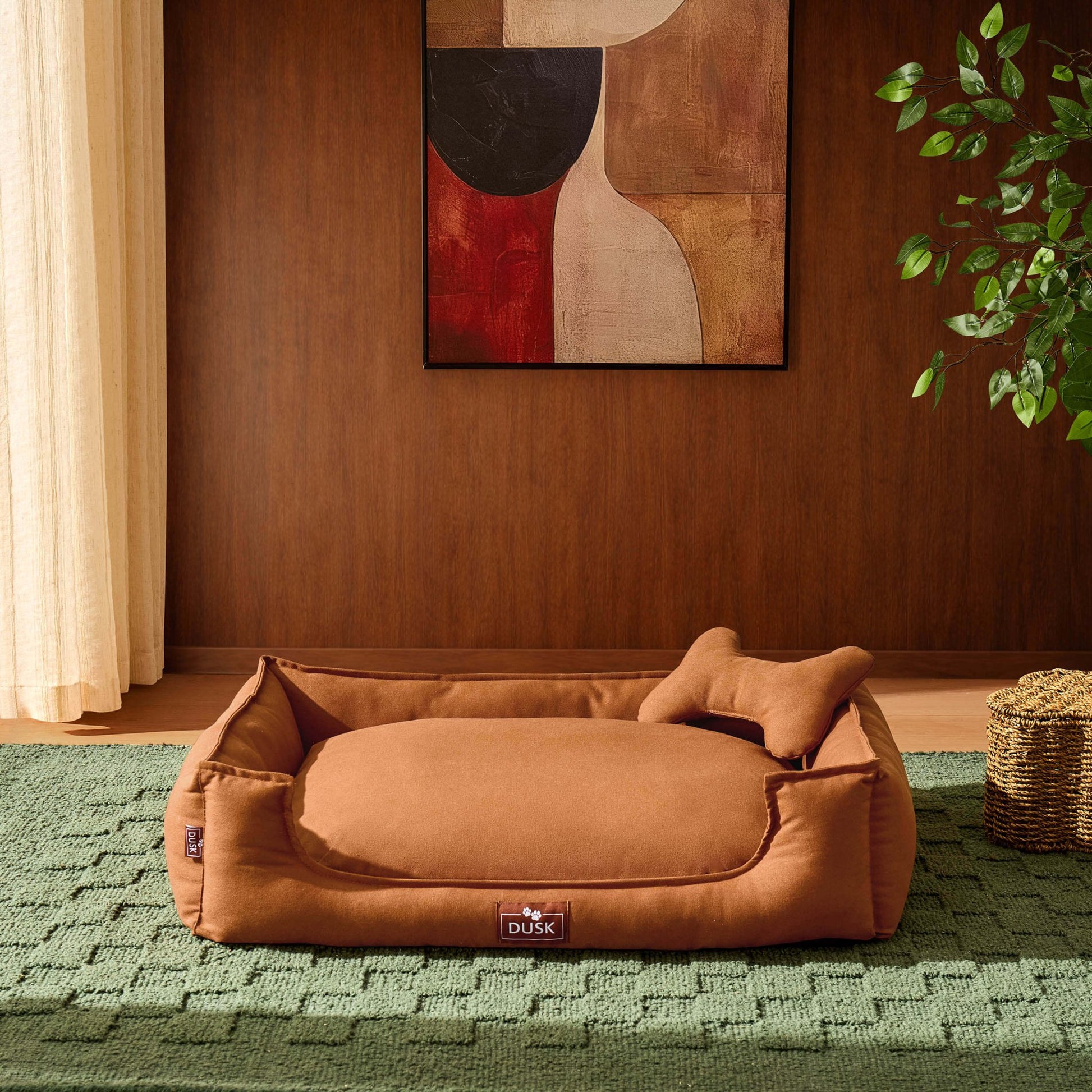Otis Dog Bed with Bone Cushion - Burnt Orange - DUSK