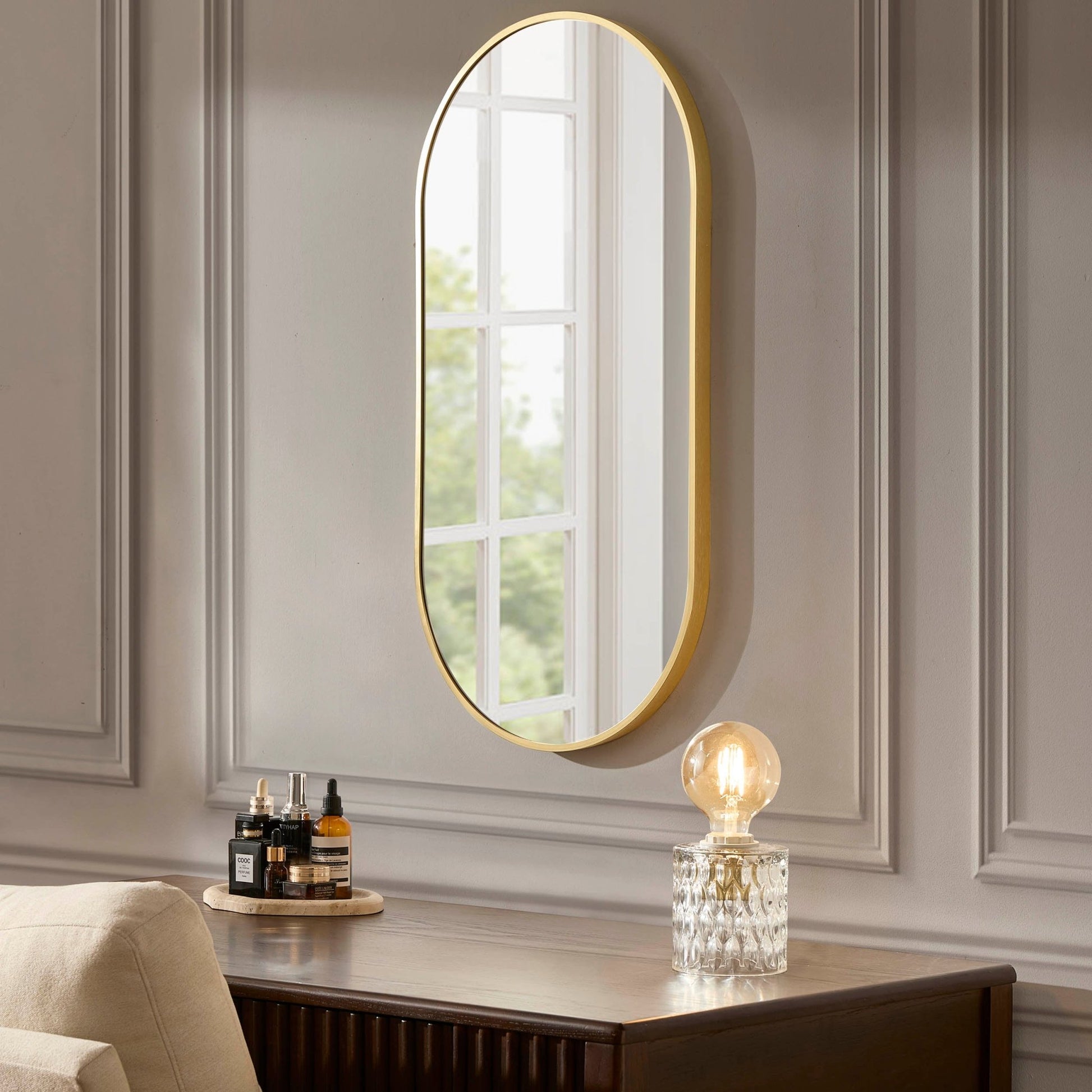 Oval Wall Mirror - Gold - DUSK