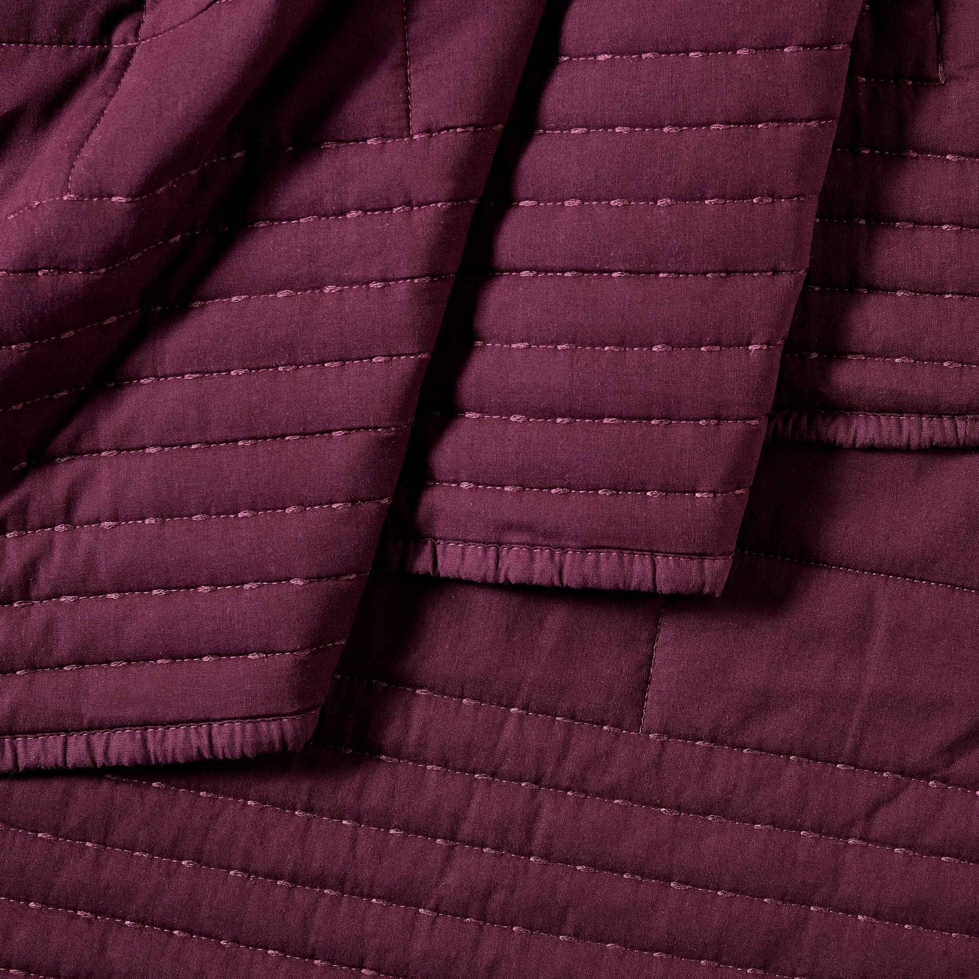Oxford 100% Pure Cotton Quilted Bedspread - Aubergine - DUSK