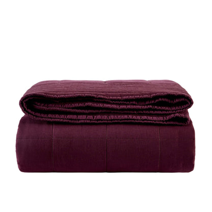 Oxford 100% Pure Cotton Quilted Bedspread - Aubergine - DUSK