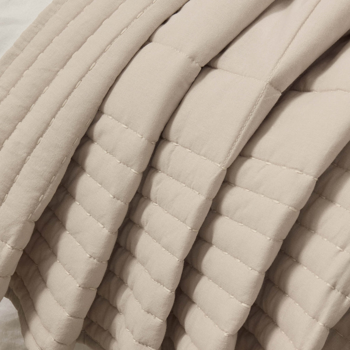 Oxford 100% Pure Cotton Quilted Bedspread - Champagne - DUSK