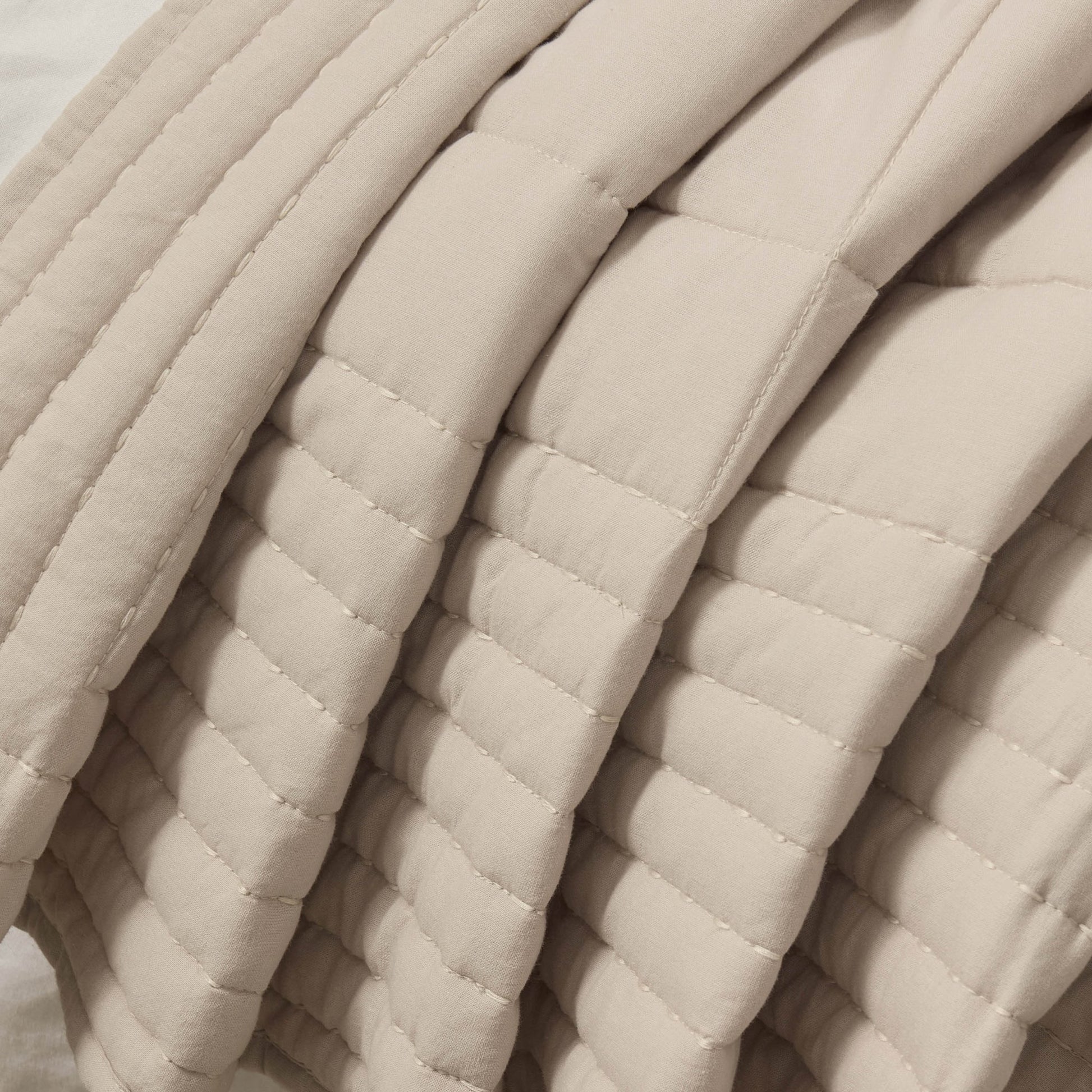 Oxford 100% Pure Cotton Quilted Bedspread - Champagne - DUSK