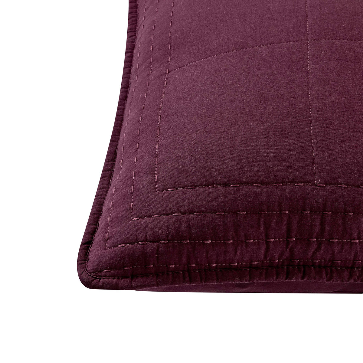 Oxford 100% Pure Cotton Quilted Cushion Cover - Aubergine - DUSK