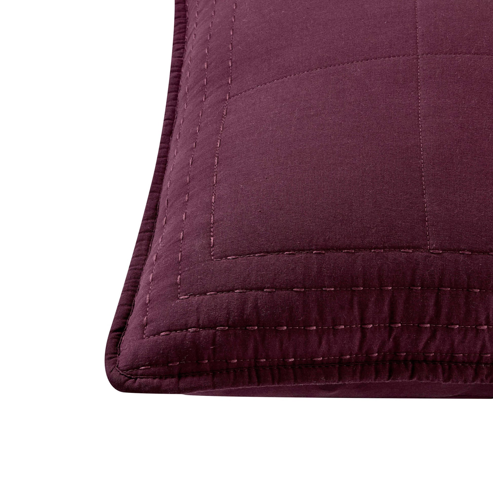 Oxford 100% Pure Cotton Quilted Cushion Cover - Aubergine - DUSK