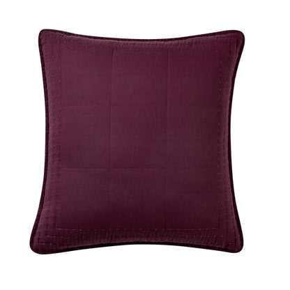 Oxford 100% Pure Cotton Quilted Cushion Cover - Aubergine - DUSK