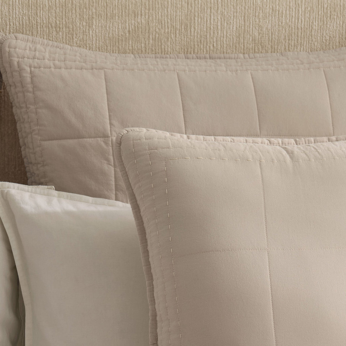 Oxford 100% Pure Cotton Quilted Cushion Cover - Champagne - DUSK