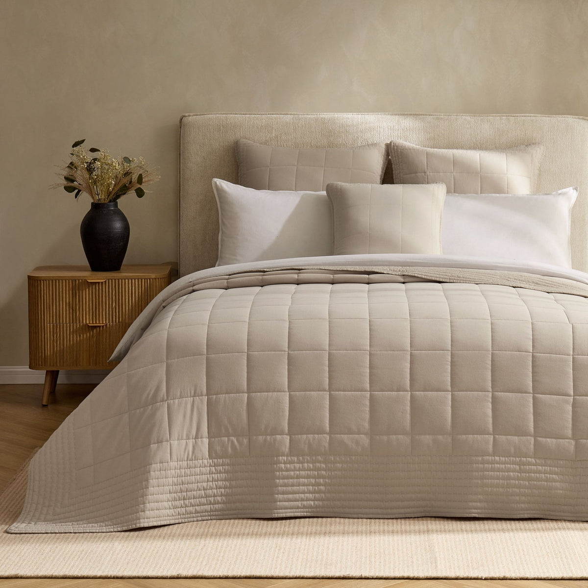 Oxford 100% Pure Cotton Quilted Cushion Cover - Champagne - DUSK