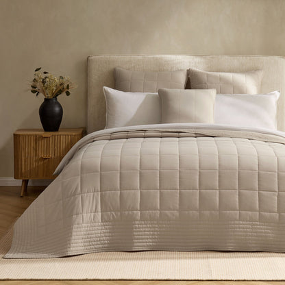 Oxford 100% Pure Cotton Quilted Cushion Cover - Champagne - DUSK