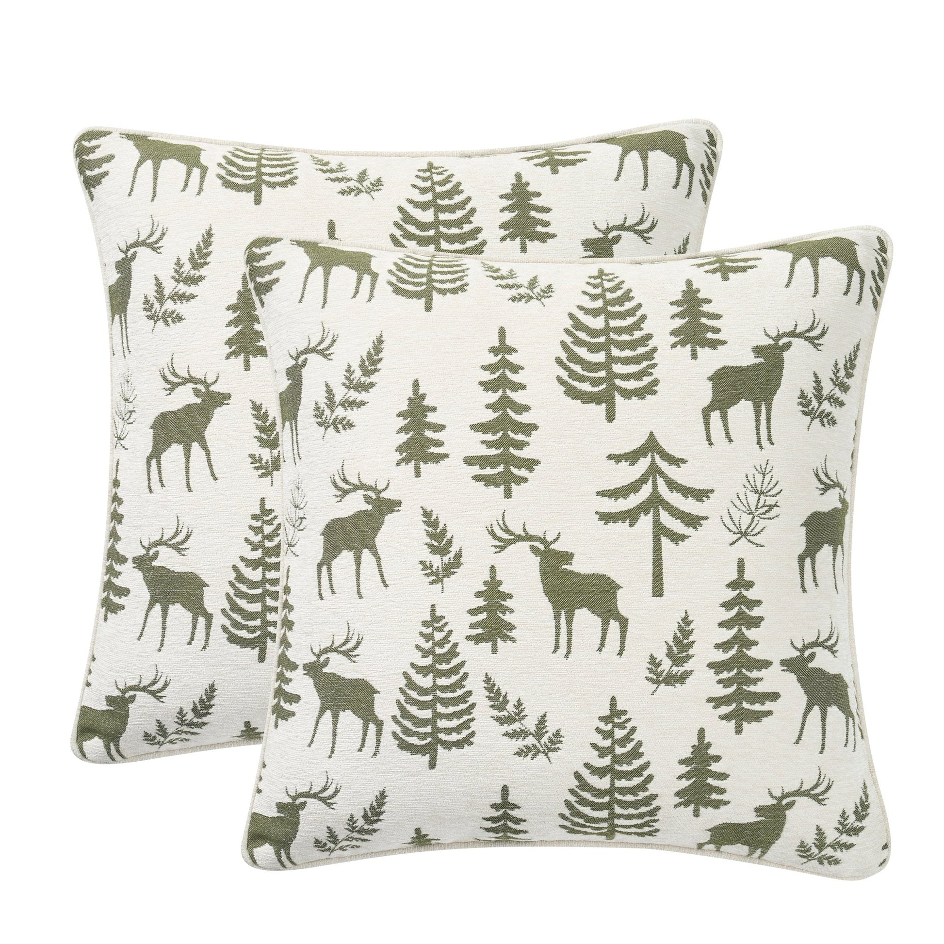 Pack of 2 Christmas Cushion Covers - Forest Green - DUSK