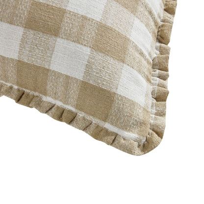 Pack of 2 Gingham Frill Edge Waterproof Outdoor Cushion Covers - Natural - DUSK