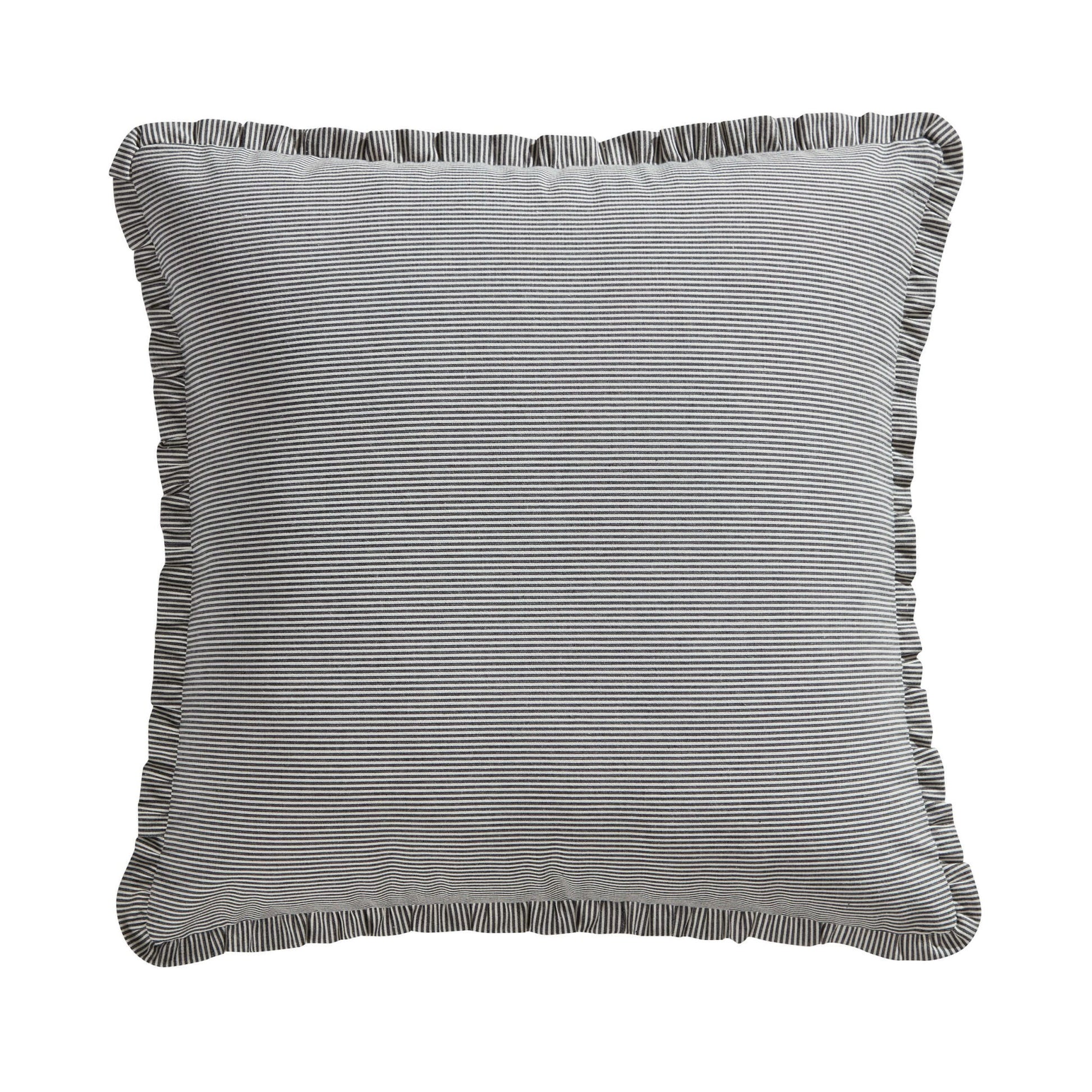 Pack of 2 Stripe Frill Edge Waterproof Outdoor Cushion Covers - Charcoal - DUSK