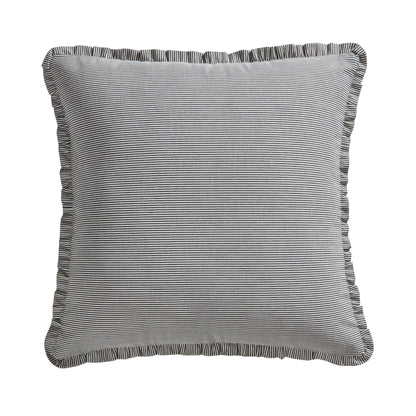 Pack of 2 Stripe Frill Edge Waterproof Outdoor Cushion Covers - Charcoal - DUSK