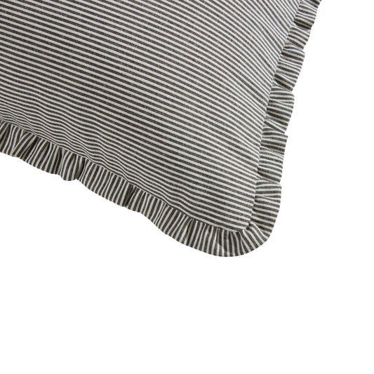 Pack of 2 Stripe Frill Edge Waterproof Outdoor Cushion Covers - Charcoal - DUSK