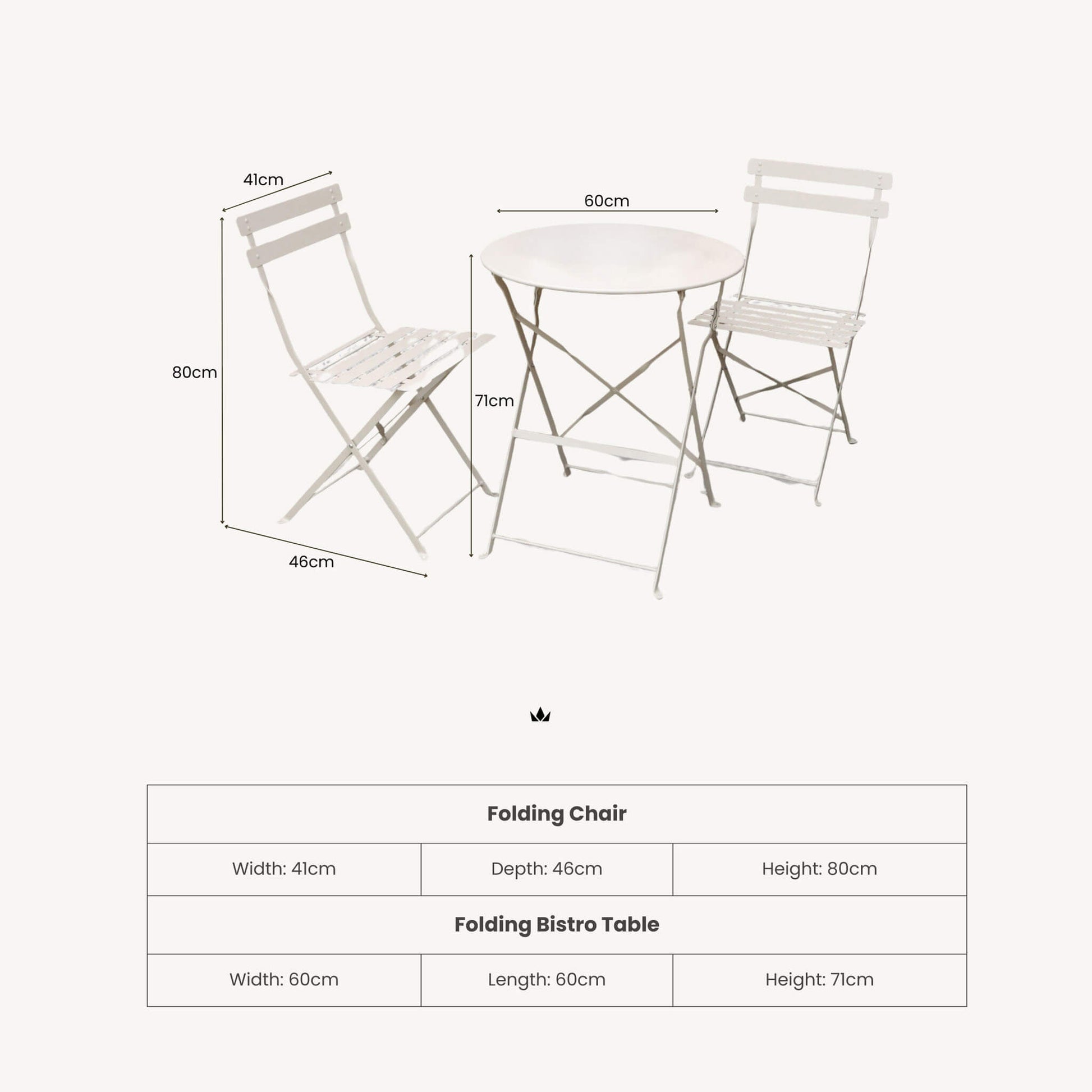 Padstow Outdoor 2 Seater Bistro Set - Cashmere - DUSK